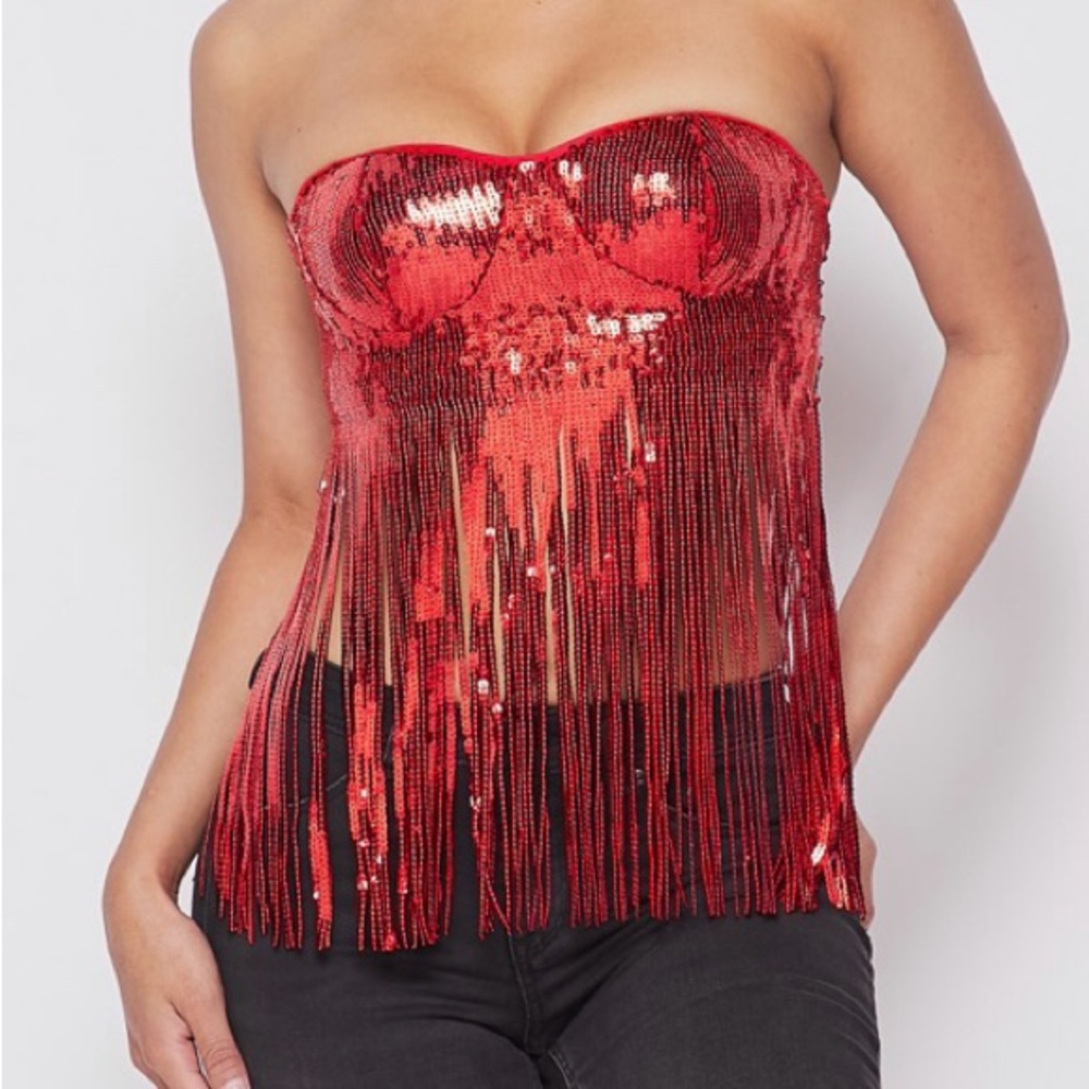 COPY - Red Sequin Top